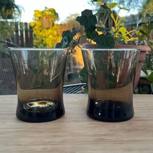 Vintage Anchor Hocking Linden Mocha Lowball/Tumblers~Set of 2